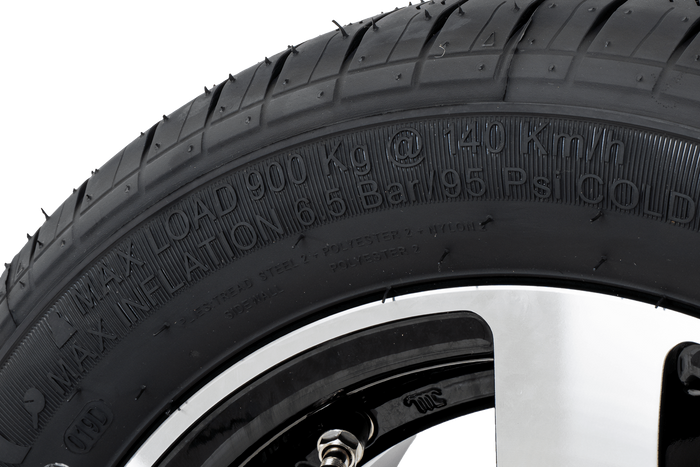 Koło wzmacniane do przyczepy OPONA KENDA 195/50 R13C 104/102N FELGA ALU STARCO poler 6Jx13"H2 5x112 ET:30