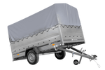 Przyczepka jednoosiowa 264x150 UNITRAILER GARDEN 265 KIPP z burtami BIS, stelażem H-800 i pokrowcem szarym