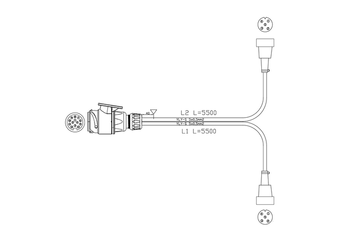 Instalacja elektryczna MANTES wiązka przyczepy podłodziowej 5,5m wtyczka 13PIN bajonety 2x5PIN