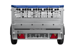Przyczepka jednoosiowa 200x125 UNITRAILER GARDEN 201 KIPP z burtami siatkowymi i pokrowcem niebieskim
