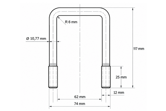 Cybant kwadratowy DROMET typ C obejma M12 62×117mm