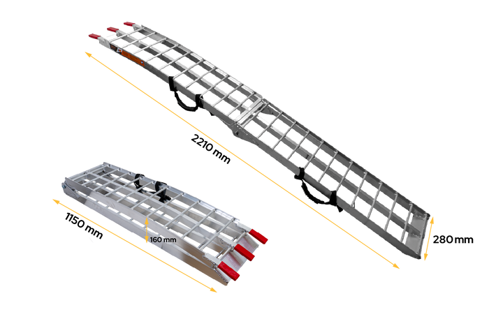 Najazd składany UNITRAILER ALR002 rampa najazdowa aluminiowa do przyczepy lawety 221cm 340kg z pasem