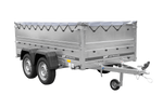 Przyczepka dwuosiowa 264x125 UNITRAILER GARDEN 264/2 KIPP z burtami BIS, stelażem H-0 i pokrowcem szarym