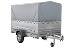 Przyczepka lekka 264x125 UNITRAILER GARDEN 264 KIPP z burtami BIS, stelażem H-800 i pokrowcem szarym