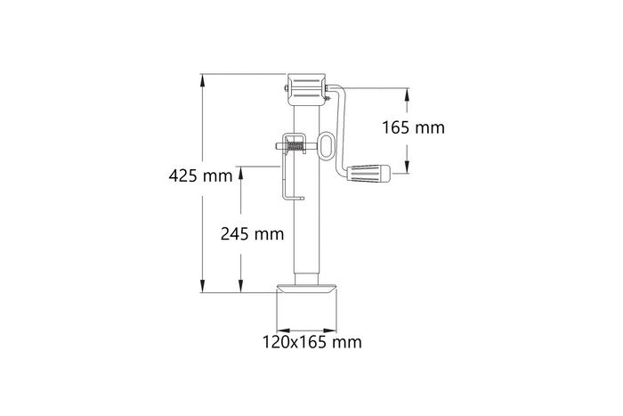Podpora wysuwana korbowa KNOTT LF3101 do przyczepy lawety 1300kg 425-675mm