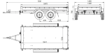 Przyczepka dwuosiowa 264x125 UNITRAILER GARDEN 264/2 KIPP ze stelażem H-1100 i plandeką szarą
